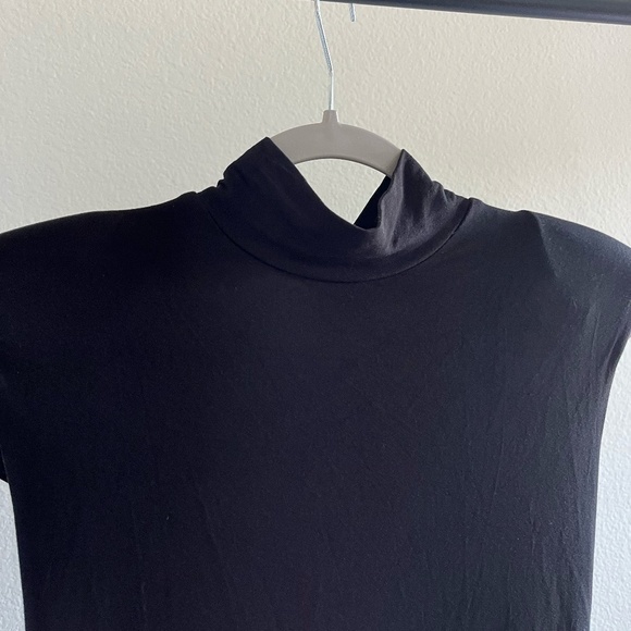 NWT GOOD AMERICAN | Feminine Power Mock Neck Midi Dress in Black | Size 3 (L) - Picture 7 of 13